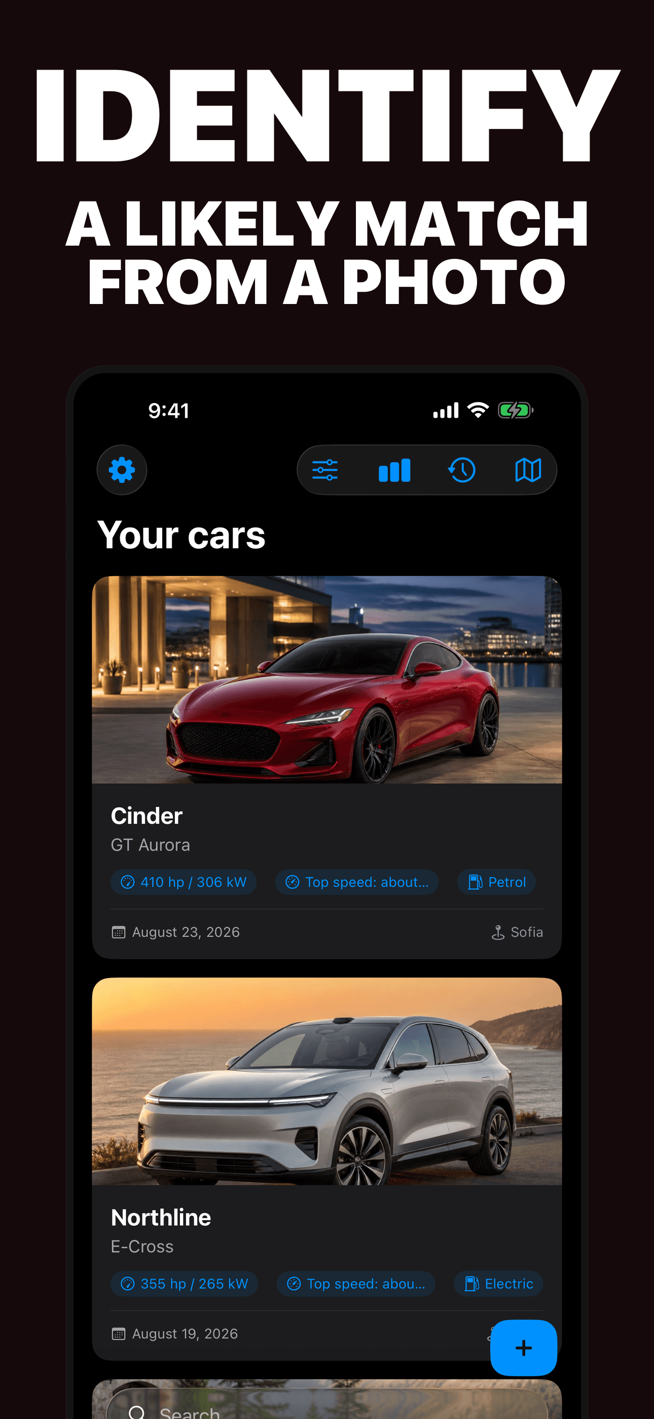 Car Identifier likely vehicle match on iPhone